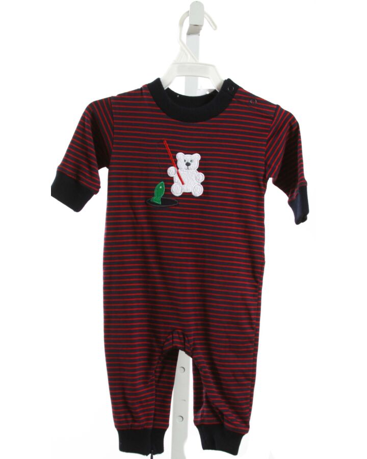 FLORENCE EISEMAN  RED  STRIPED APPLIQUED KNIT ROMPER