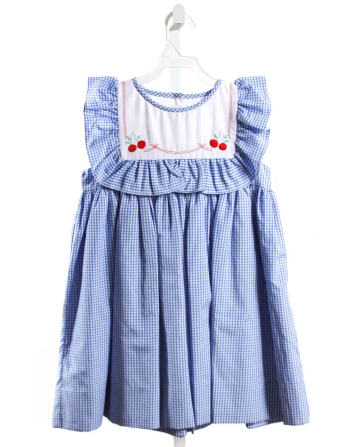 THE PROPER PEONY  BLUE  GINGHAM EMBROIDERED DRESS
