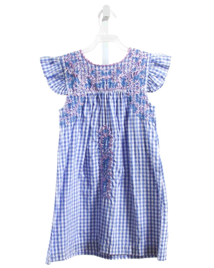 NO TAG  BLUE  GINGHAM EMBROIDERED DRESS