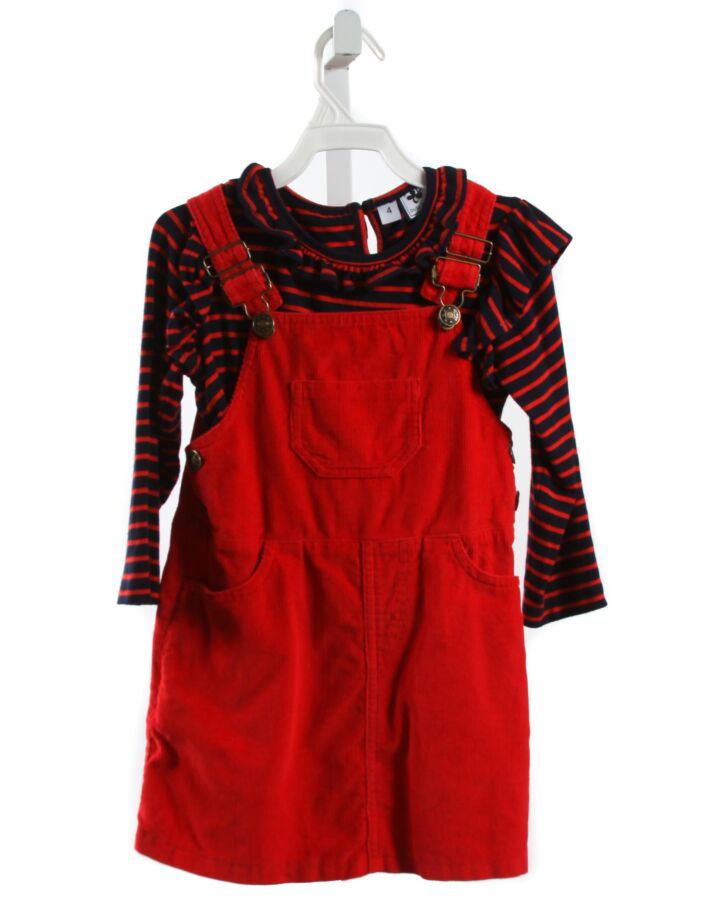 BUSY BEES  RED CORDUROY   DRESS WITH RUFFLE