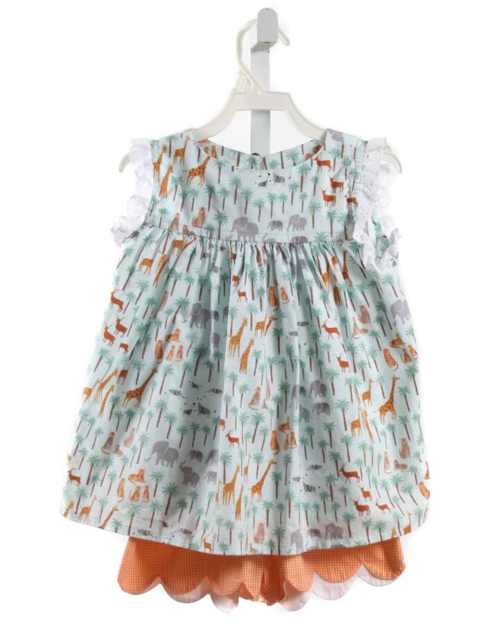 HANNAH KATE  MULTI-COLOR  PRINT  2-PIECE OUTFIT WITH EYELET TRIM