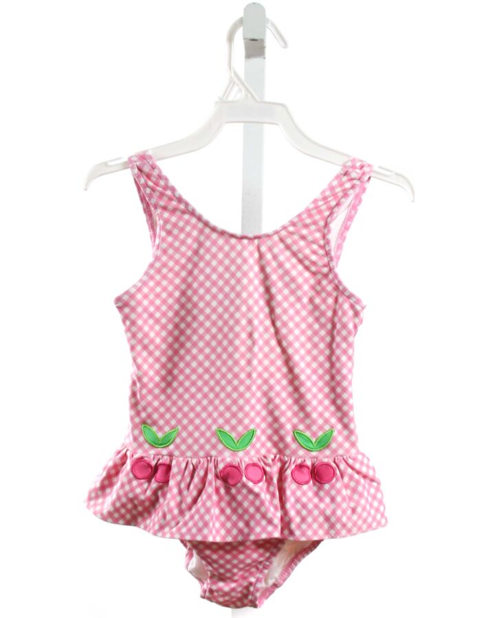 FLORENCE EISEMAN  PINK  GINGHAM APPLIQUED 1-PIECE SWIMSUIT