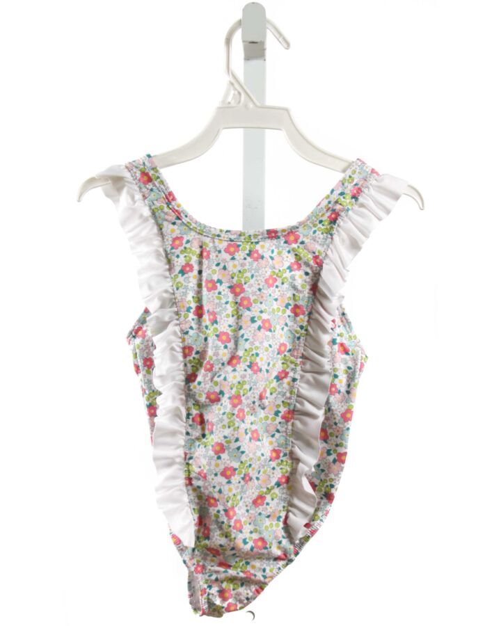 LITTLE ENGLISH  WHITE  FLORAL  1-PIECE SWIMSUIT WITH RUFFLE