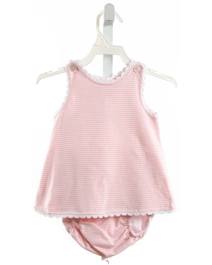 PEGGY GREEN  LT PINK  STRIPED  2-PIECE OUTFIT WITH LACE TRIM