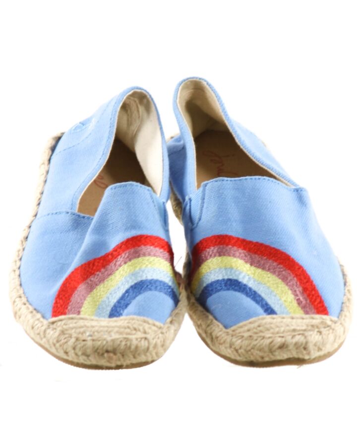 JOULES BLUE CANVAS FLATS WITH EMBROIDERED RAINBOW DESIGN *NO SIZE TAG BUT RUNS LIKE A SIZE CHILD 4; EUC