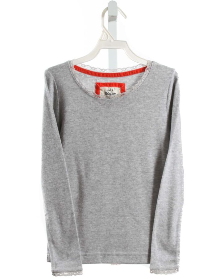 MINI BODEN  GRAY    KNIT LS SHIRT WITH LACE TRIM