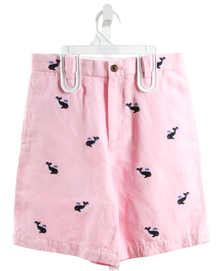 BROOKS BROTHERS  PINK LINEN  EMBROIDERED SHORTS