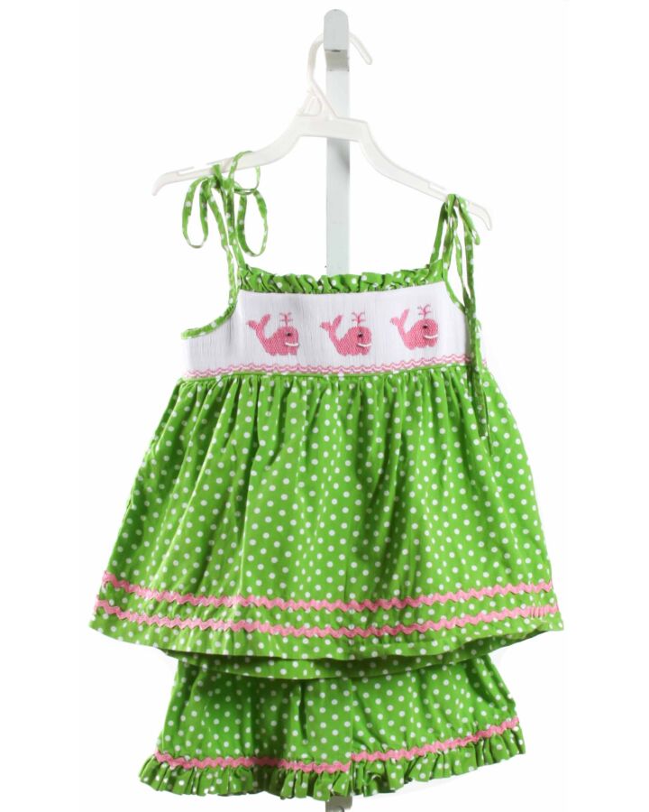 SMOCKED AUCTIONS  LIME GREEN  POLKA DOT SMOCKED 2-PIECE OUTFIT