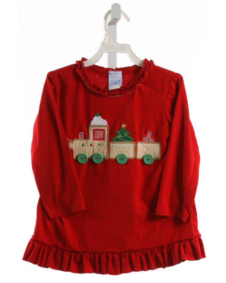 BAILEY BOYS  RED   APPLIQUED KNIT LS SHIRT WITH RUFFLE