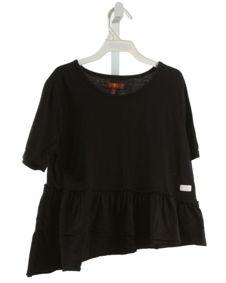 7 FOR ALL MANKIND  BLACK    KNIT SS SHIRT WITH RUFFLE