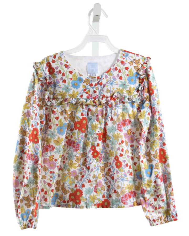BELLA BLISS  MULTI-COLOR  FLORAL  DRESS SHIRT WITH RUFFLE