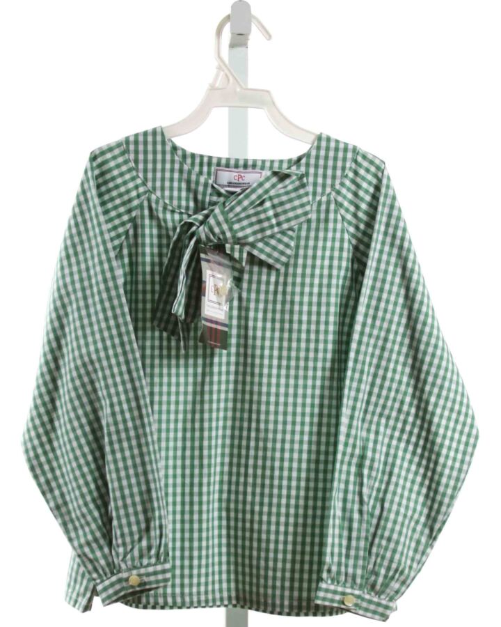 CPC  GREEN  GINGHAM  CLOTH LS SHIRT WITH BOW