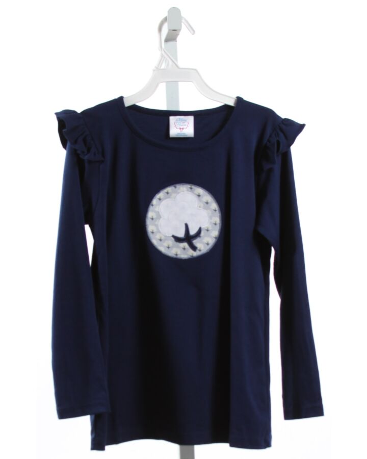 MARY & GRACE  NAVY  FLORAL APPLIQUED KNIT LS SHIRT