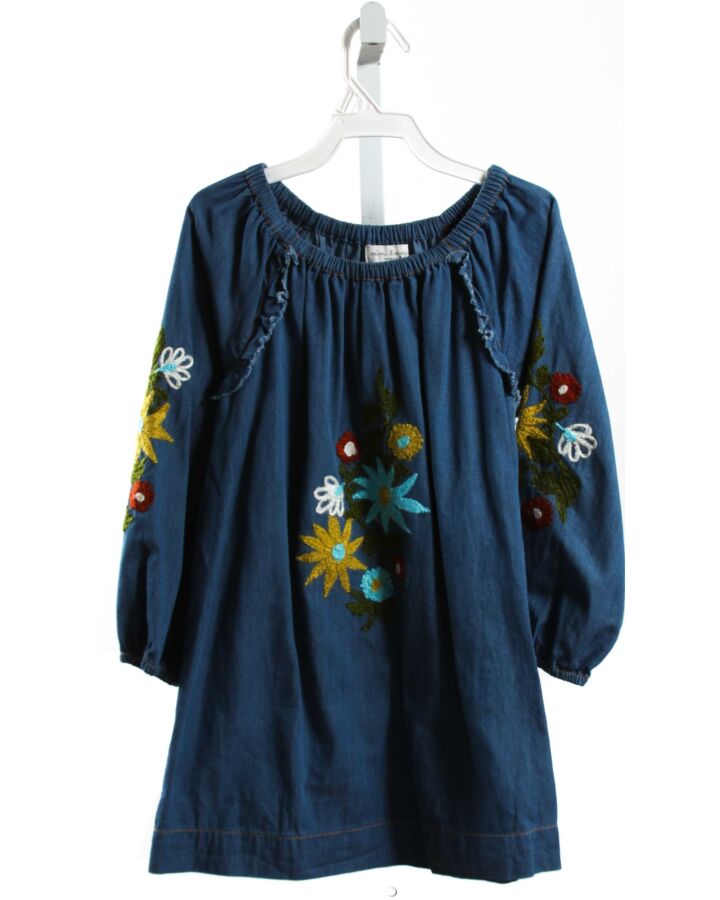 MIMI AND MAGGIE  CHAMBRAY  FLORAL EMBROIDERED DRESS