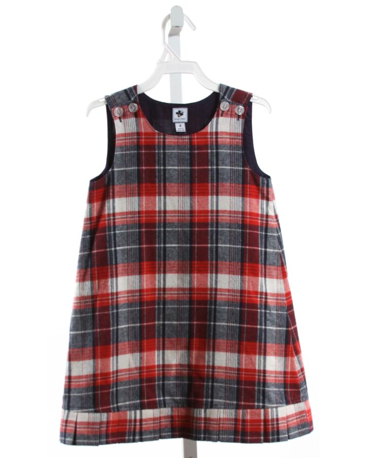 BUSY BEES  RED COTTON PLAID  DRESS