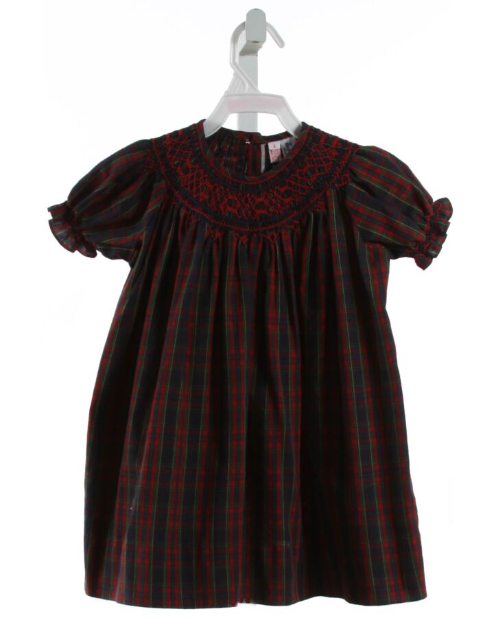 ORIENT EXPRESSED  MULTI-COLOR  PLAID SMOCKED DRESS