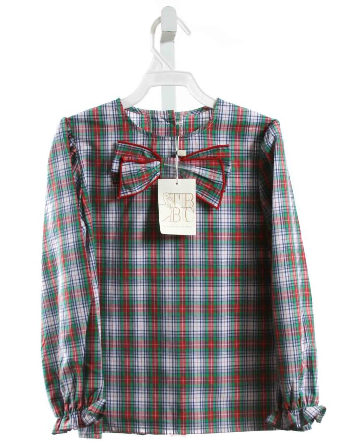 THE BEAUFORT BONNET COMPANY  GREEN  PLAID  SHIRT-LS WITH BOW