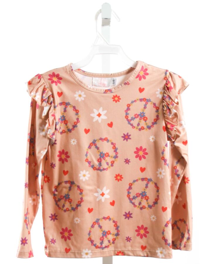 MILA & ROSE  BROWN  FLORAL  KNIT LS SHIRT WITH RUFFLE