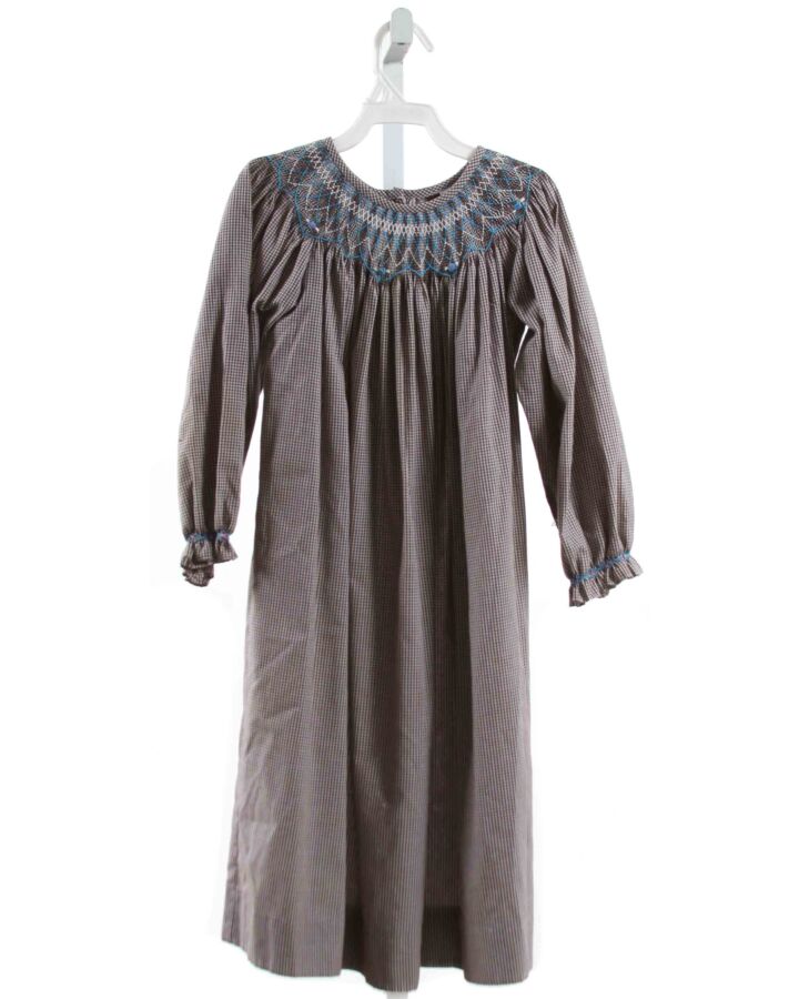 BANANA SPLIT  BROWN  GINGHAM SMOCKED DRESS