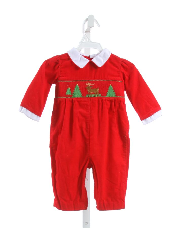 CARRIAGE BOUTIQUE  RED CORDUROY  SMOCKED LONGALL/ROMPER 