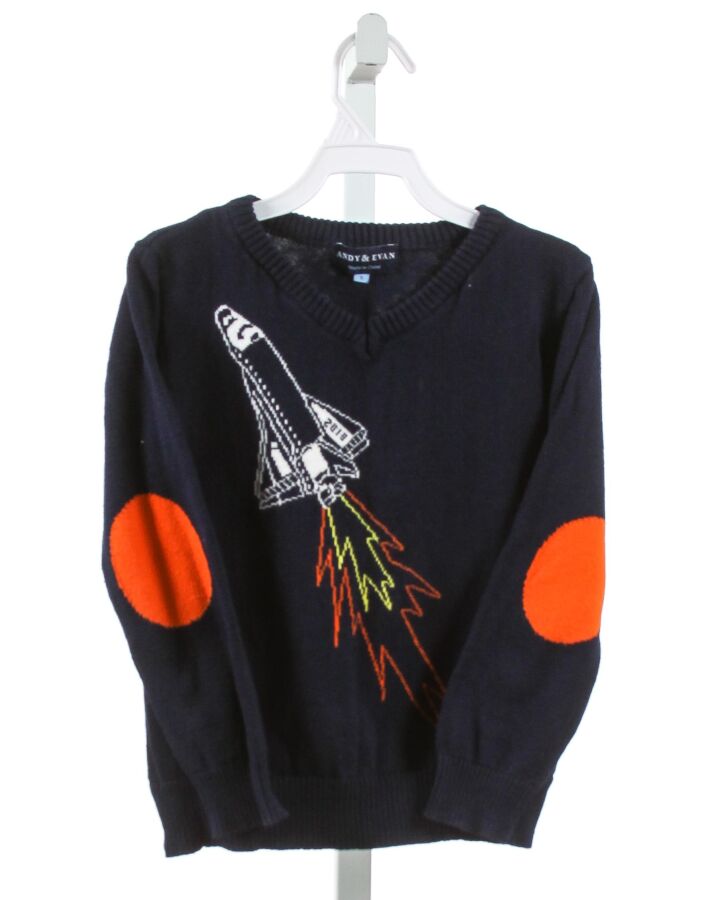 ANDY & EVAN  NAVY   EMBROIDERED SWEATER 