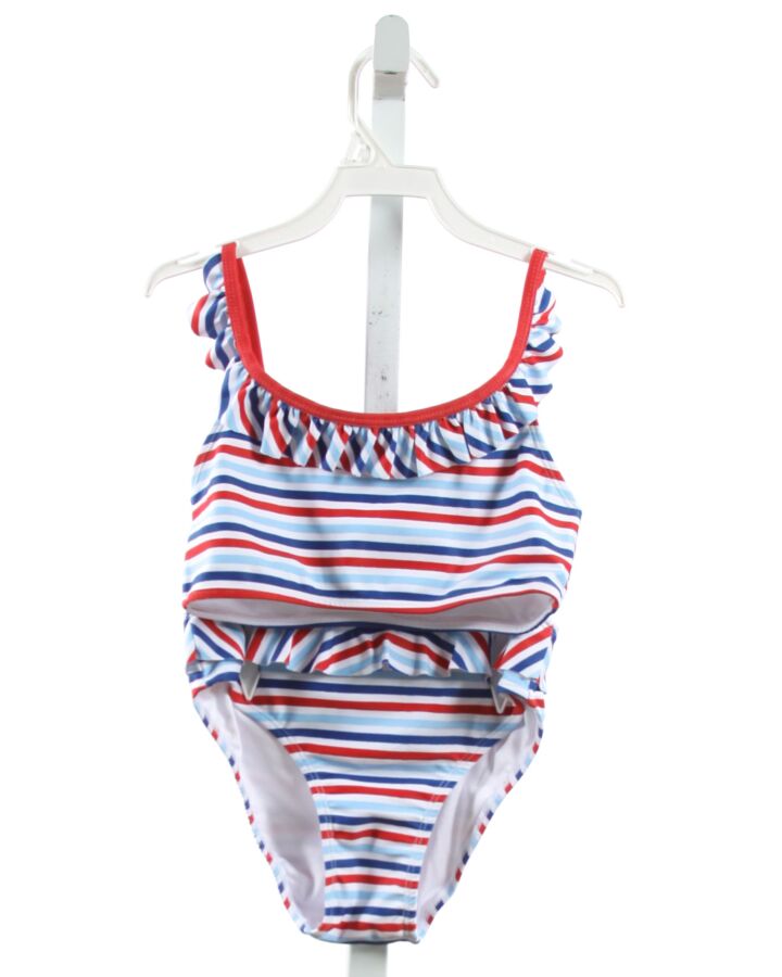 LITTLE ENGLISH  BLUE  STRIPED  2-PIECE SWIMSUIT WITH RUFFLE