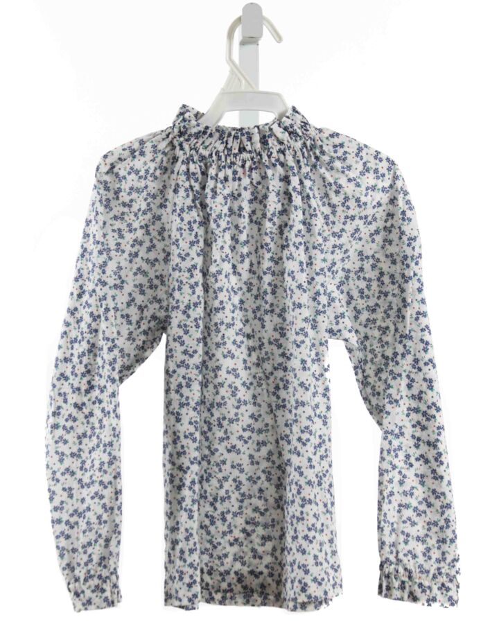 BISBY BY LITTLE ENGLISH  BLUE  FLORAL SMOCKED SHIRT-LS