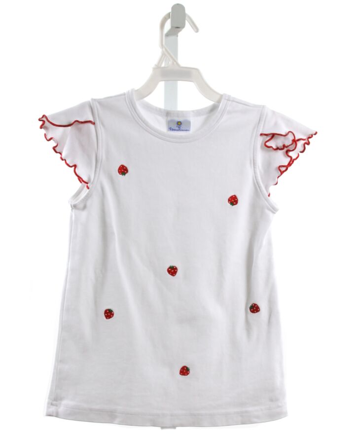 FLORENCE EISEMAN  WHITE   EMBROIDERED KNIT SS SHIRT