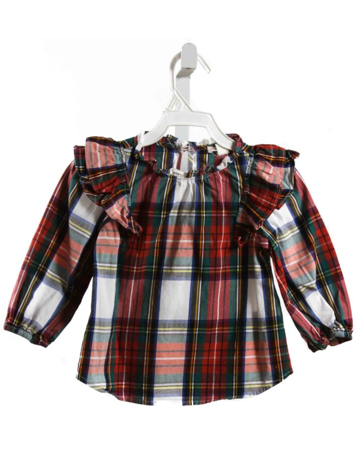 CREWCUTS  RED  PLAID  SHIRT-LS WITH RUFFLE