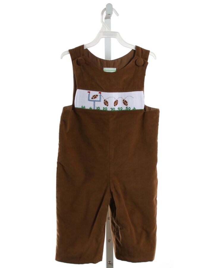 LITTLE THREADS  BROWN CORDUROY  SMOCKED LONGALL/ROMPER 