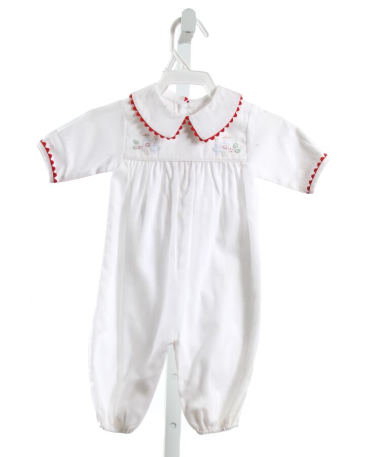 AURALUZ  WHITE   EMBROIDERED ROMPER WITH RIC RAC