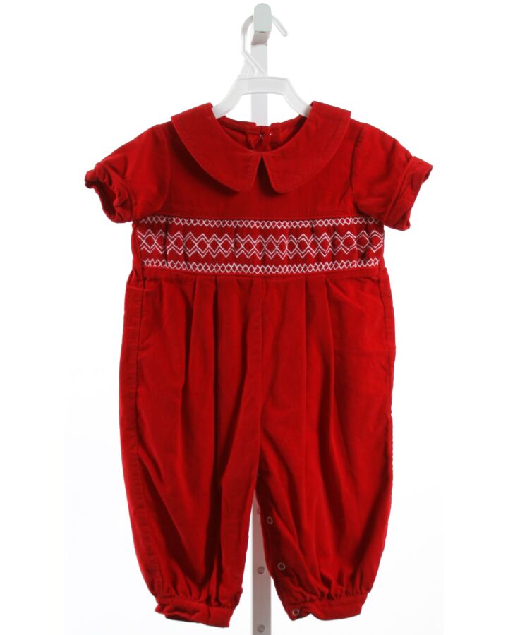 SMOCKED AUCTIONS  RED CORDUROY  SMOCKED ROMPER