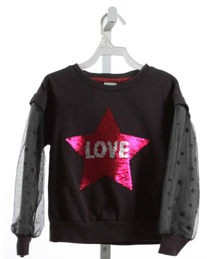 BOBOLI  BLACK TULLE   PULLOVER WITH SEQUINS