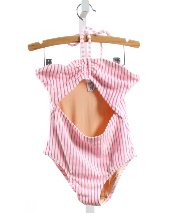 SHADE CRITTERS  HOT PINK TERRY CLOTH STRIPED  1-PIECE SWIMSUIT
