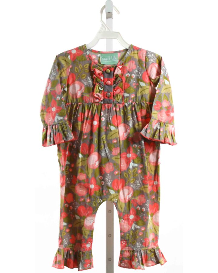 SAGE & LILLY  PINK  FLORAL  ROMPER WITH RUFFLE