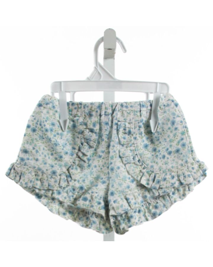 RED BEANS  BLUE  FLORAL  SHORTS WITH RUFFLE