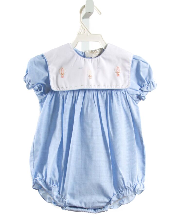 ROSALINA  LT BLUE  MICROCHECK EMBROIDERED BUBBLE