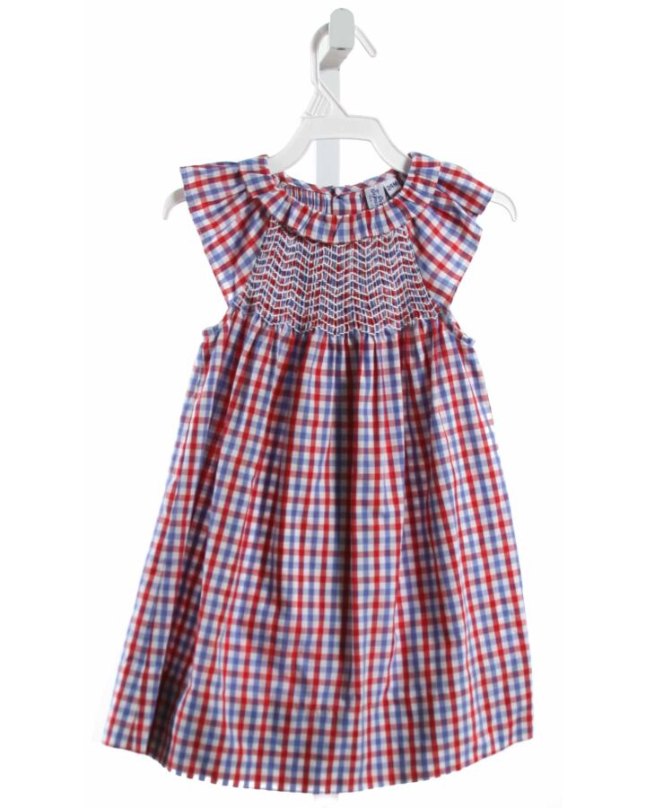 ORIENT EXPRESSED  MULTI-COLOR  GINGHAM SMOCKED DRESS