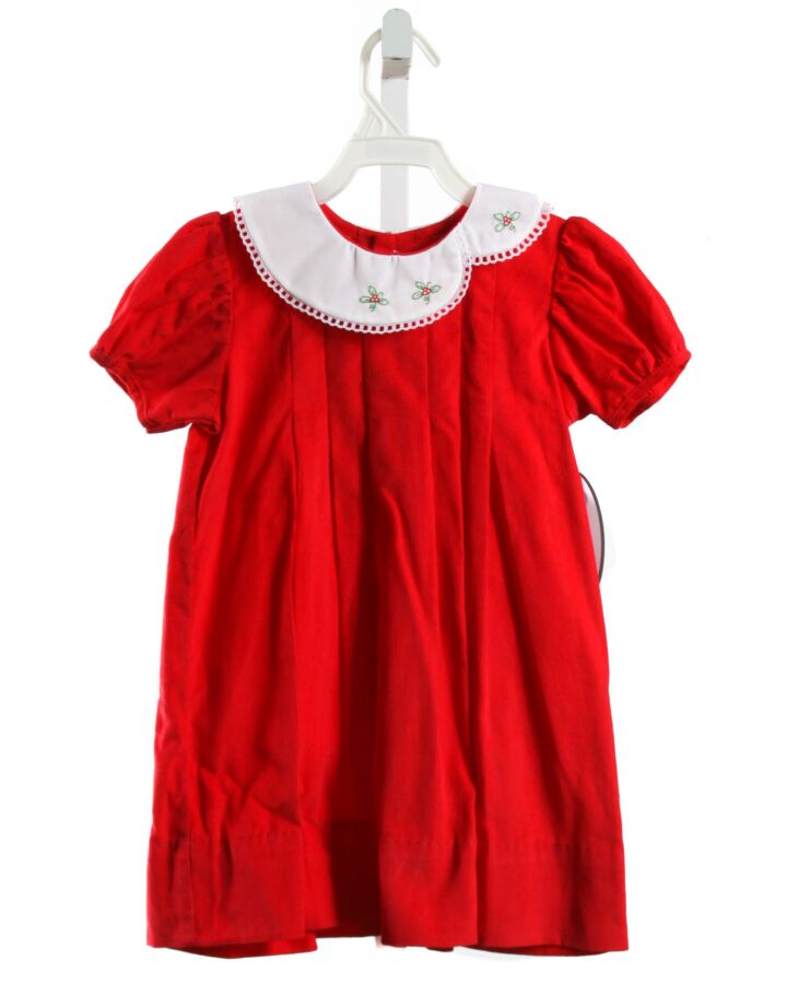 LULLABY SET  RED CORDUROY  EMBROIDERED DRESS