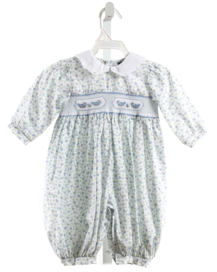 CARRIAGE BOUTIQUE  BLUE  FLORAL SMOCKED ROMPER