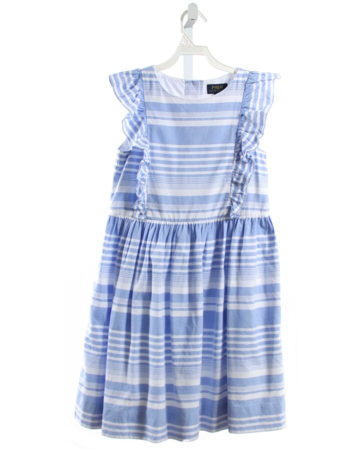 POLO BY RALPH LAUREN  BLUE  STRIPED  DRESS WITH RUFFLE