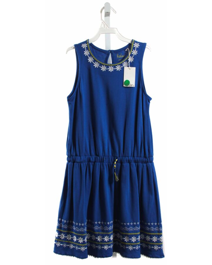 MINI BODEN  BLUE  FLORAL EMBROIDERED KNIT DRESS