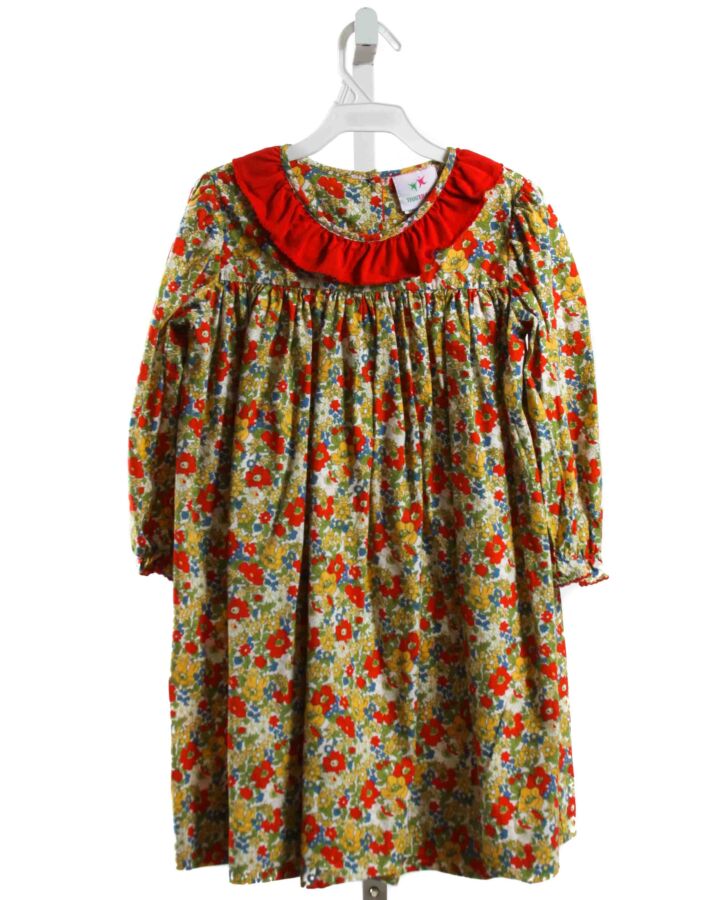 THAI TRANG  MULTI-COLOR  FLORAL  DRESS WITH PICOT STITCHING