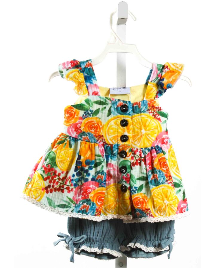 GIGI AND MAX  YELLOW  FLORAL  2-PIECE OUTFIT WITH LACE TRIM
