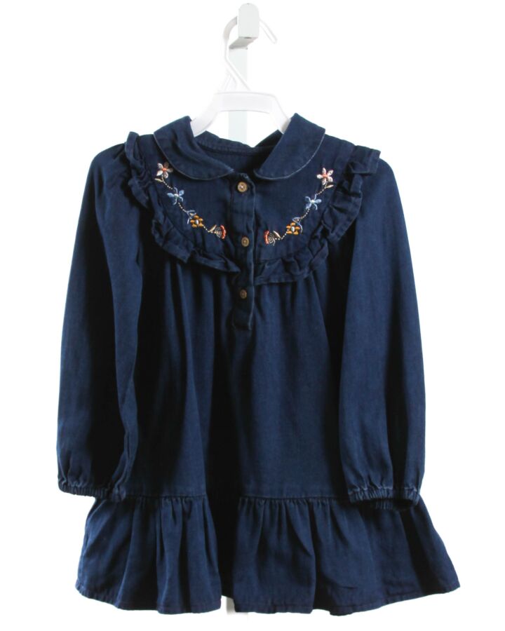 MAYORAL  CHAMBRAY  FLORAL EMBROIDERED DRESS