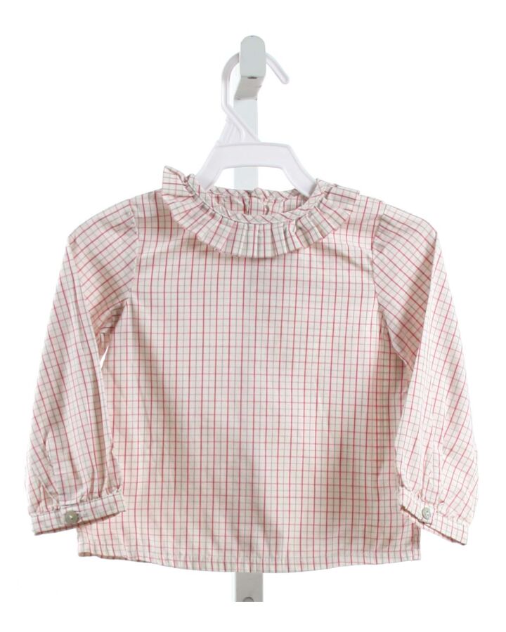 NECK & NECK  HOT PINK  PLAID  SHIRT-LS WITH RUFFLE