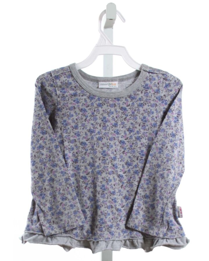 NAARTJIE  BLUE  FLORAL  KNIT LS SHIRT WITH RUFFLE