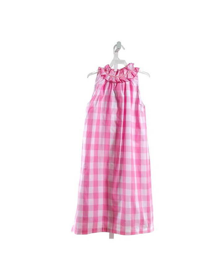 THE OAKS APPAREL   PINK  GINGHAM  DRESS WITH RUFFLE
