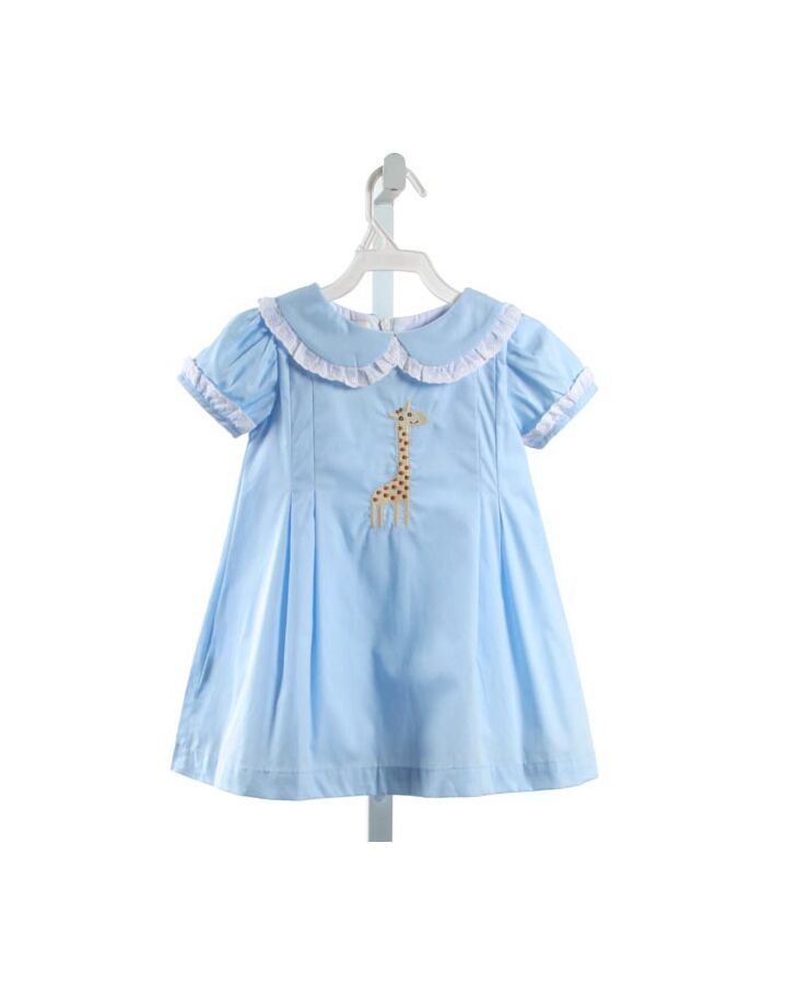 THE OAKS APPAREL   LT BLUE   EMBROIDERED DRESS WITH EYELET TRIM