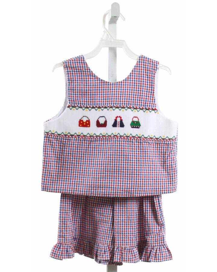WISH UPON A STAR  MULTI-COLOR SEERSUCKER PLAID SMOCKED 2-PIECE OUTFIT